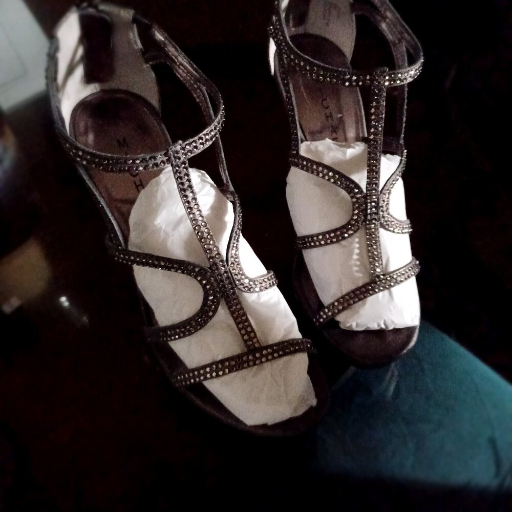 Michael Shannon Pewter Rhinestone Juliette heels - Size 8m - Picture 8 of 8